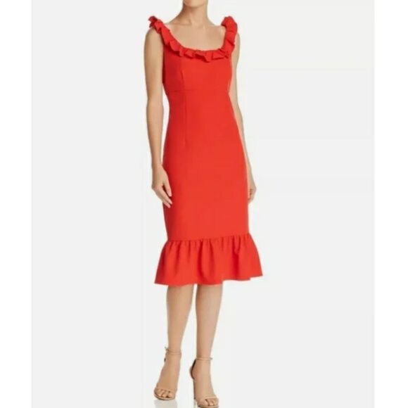 Nanette Lepore | Lipstick Red "Summer Glam" Stretch Sheath Dress 14 - Picture 3 of 8